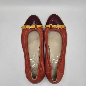 AGL captoe leather flats orange yellow purple size 39.5